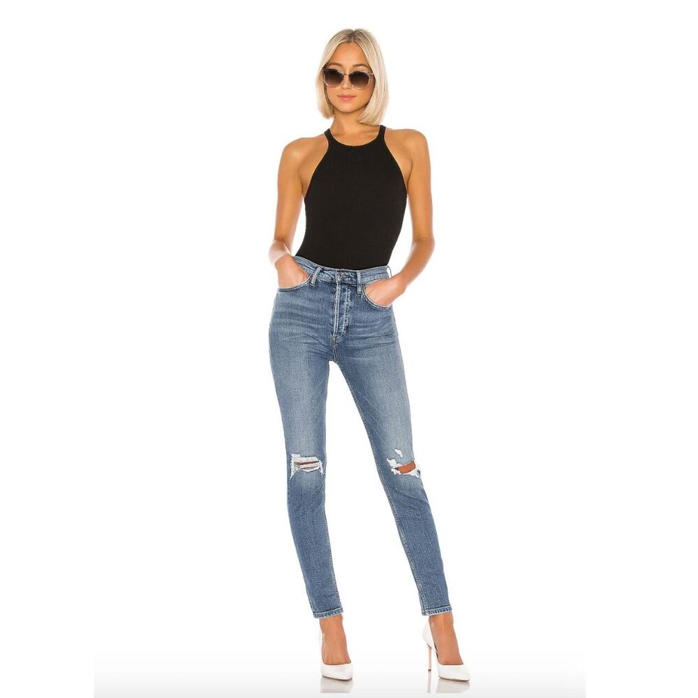 RE/DONE Originals Ultra High Rise Distressed Skinny Jeans 25 190-3WUHR